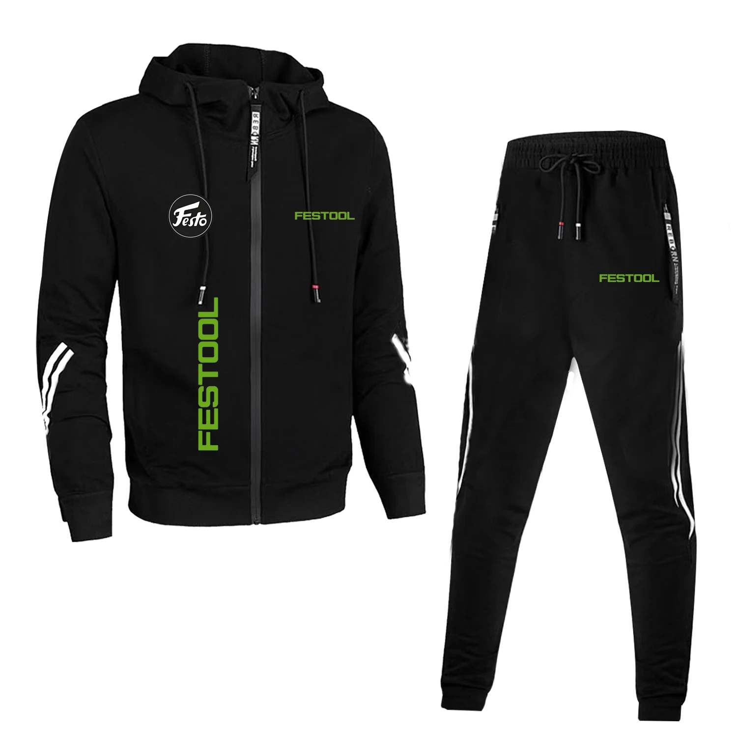 

New Spring Autumn FestoolTools Printed Men Sport Suits Fashion Zipper Hoodie Tracksuit +Pant Running 2Pcs Sets Leisure Clothing