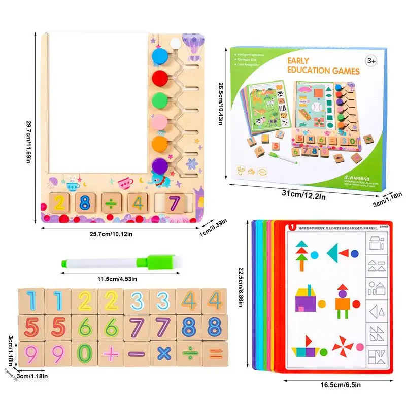 Juego a juego, juguetes de madera para contar, juguete educativo de enseñanza temprana de 11,69 pulgadas, juguete de manipulación de matemáticas de madera para tareas de viaje