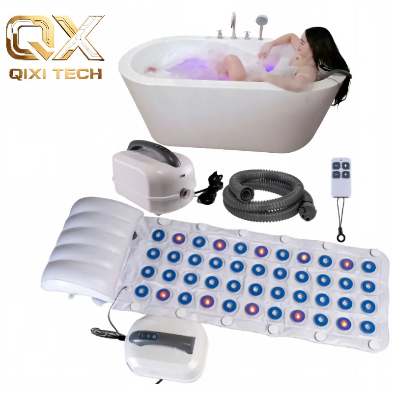 Light Bubble Bath Mat Quiet SPA Water Jet Massager 6 Adjustable Bubble Speeds Remote Controlled Bathtub Relaxation Device
