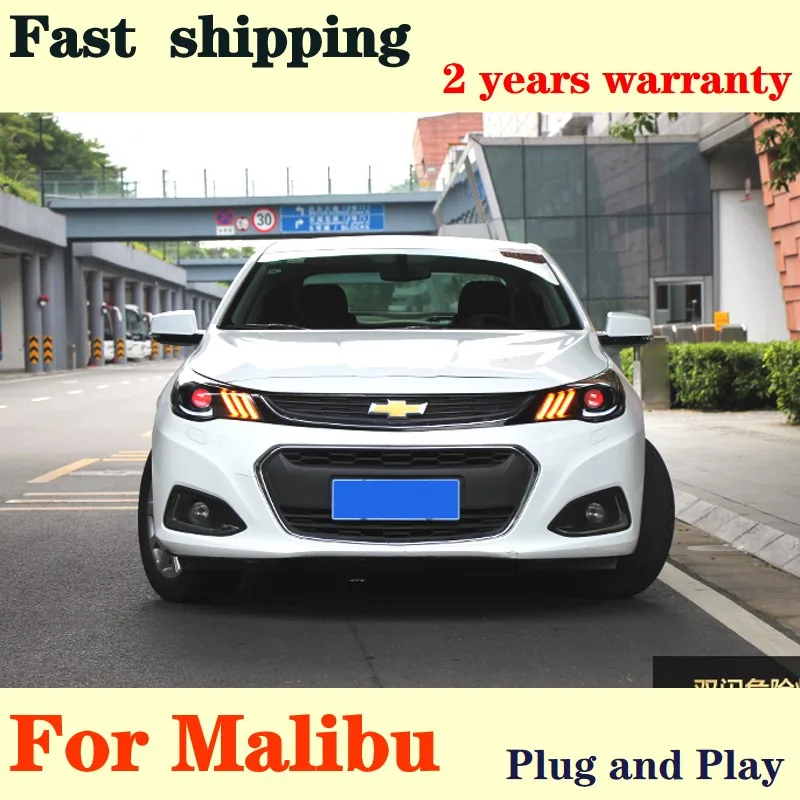 Car Styling For Chevrolet Malibu Head light 2016~2018 DRL Bi Xenon Lens HID Fog Lamp Headlights Assembly