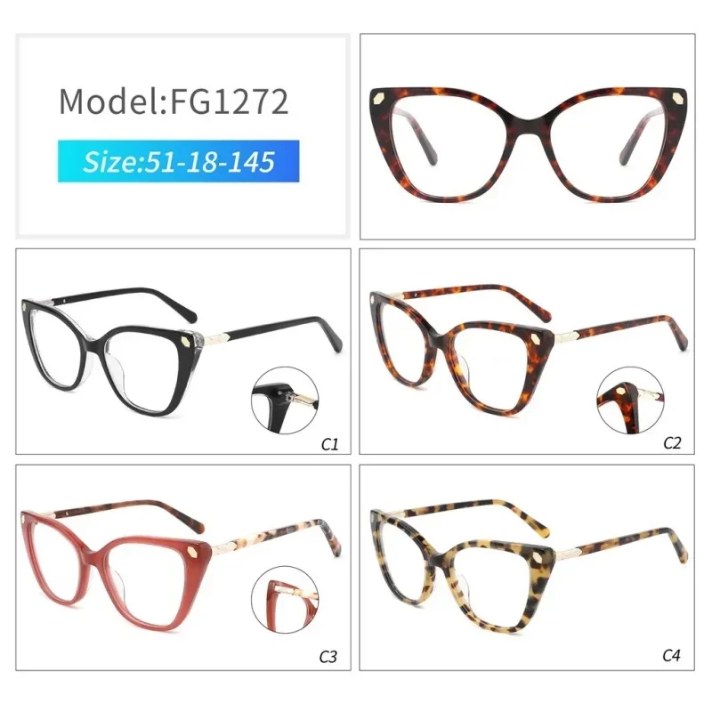 Vintage Cat Eye Reading Glasses Women High Quality Acetate Frame Anti Blue Light Glasses Coloful Leopard Finished Eyewear