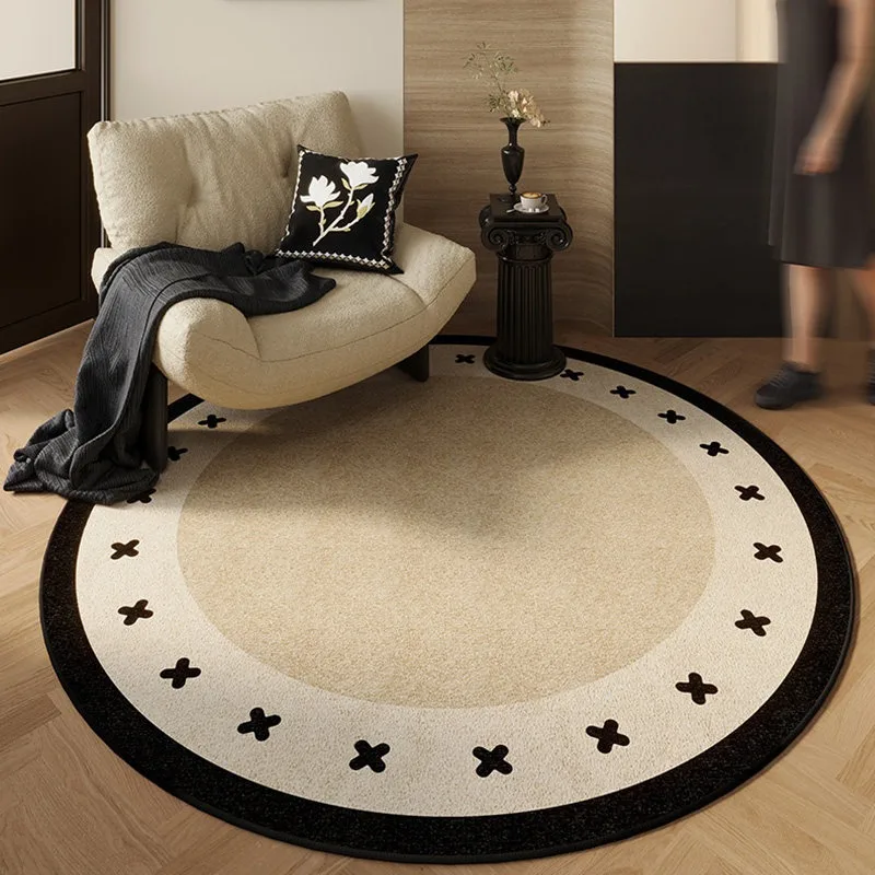 Round Living Room Carpet Stain-resistant Wear-resistant Dirt-resistant Floor Mat Bedside Rug French Style Home Decoration Rugs