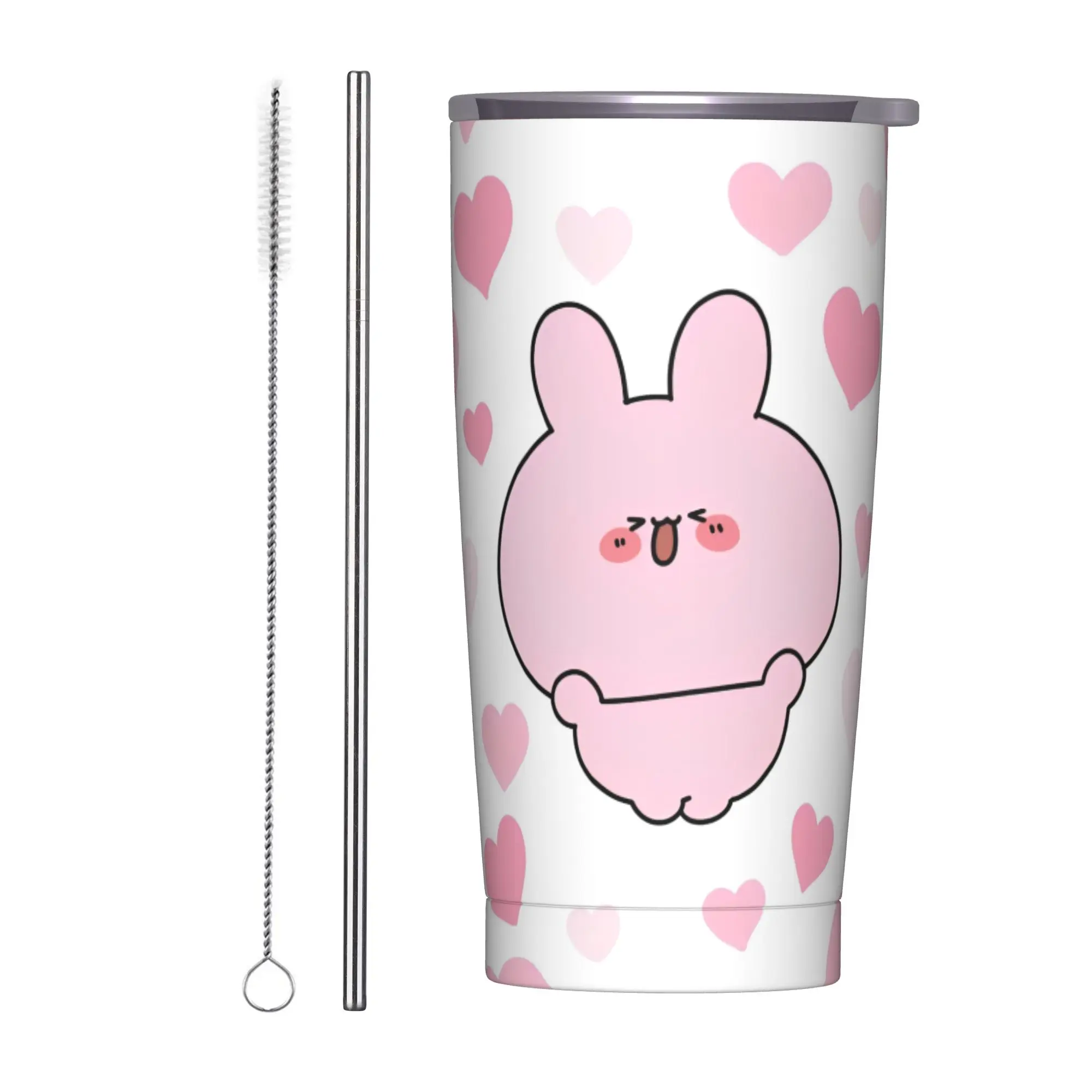 

Asamimichaan Cute Asamimi Heart Tumbler Vacuum Insulated Thermal Cup Vacuum Flask School Mug Spill Proof, 20oz