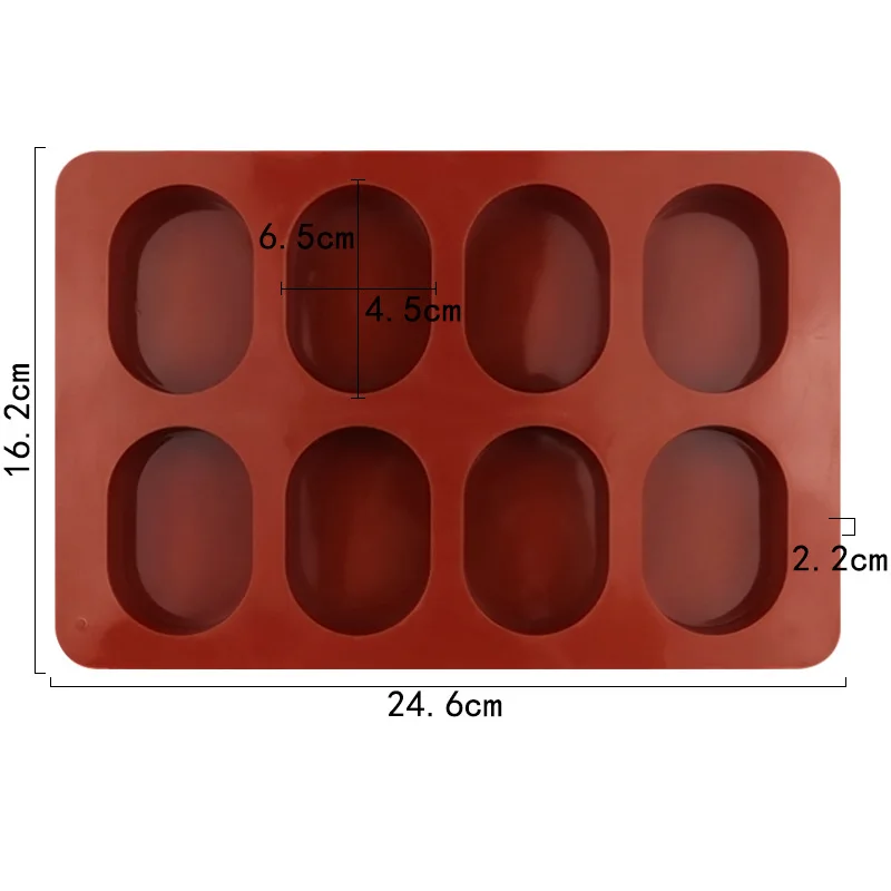 Ovale, glänzende Silikonform für Seifen- und Lotionsriegel, Harzgussform, Backform, Kuchendekorationswerkzeuge und Zubehör – Detail 3