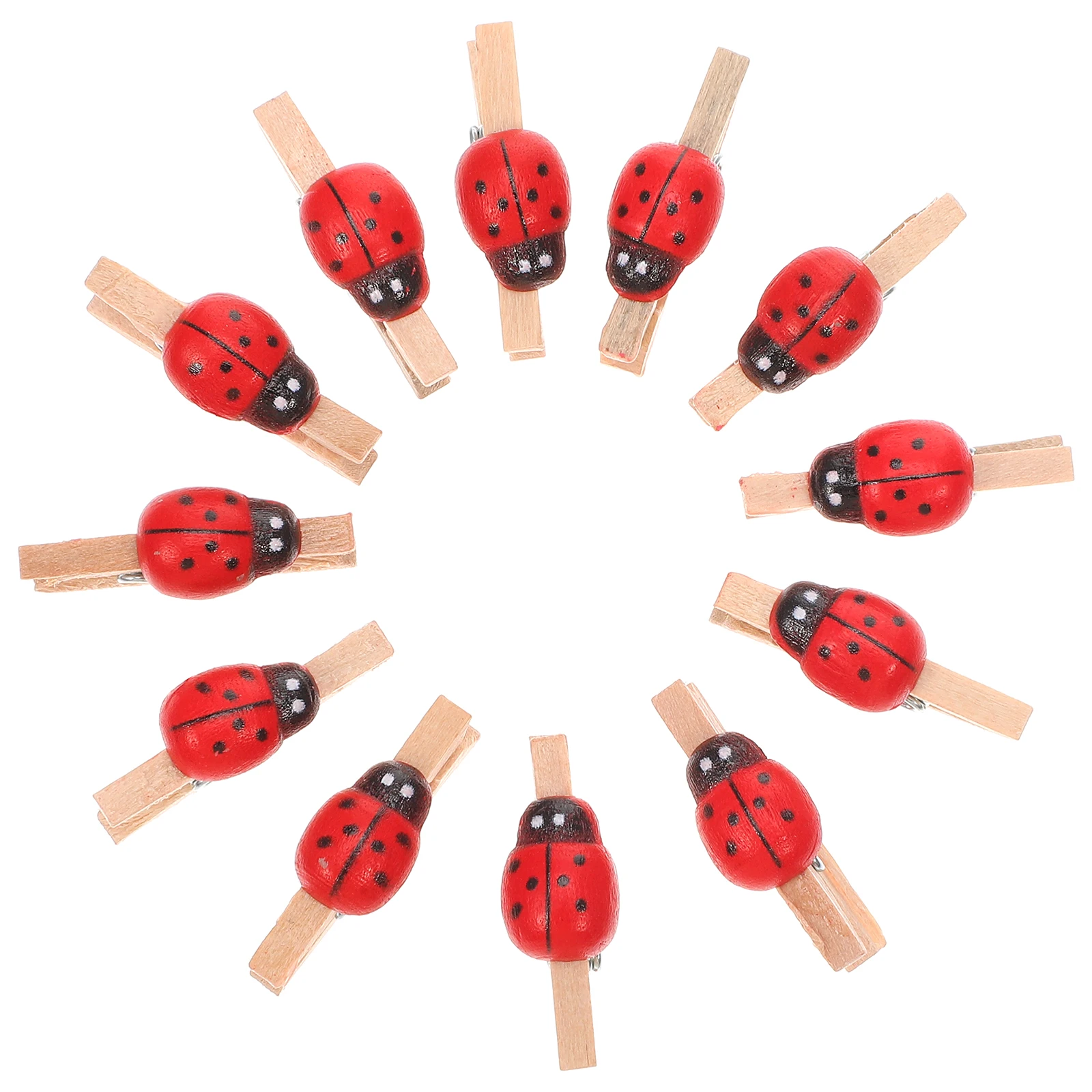 

100pcs Wooden Snack Clip Photo Pegs Decoration Clothespin Bamboo Holder Lovely Beetle Shape Christmas Birthday Party