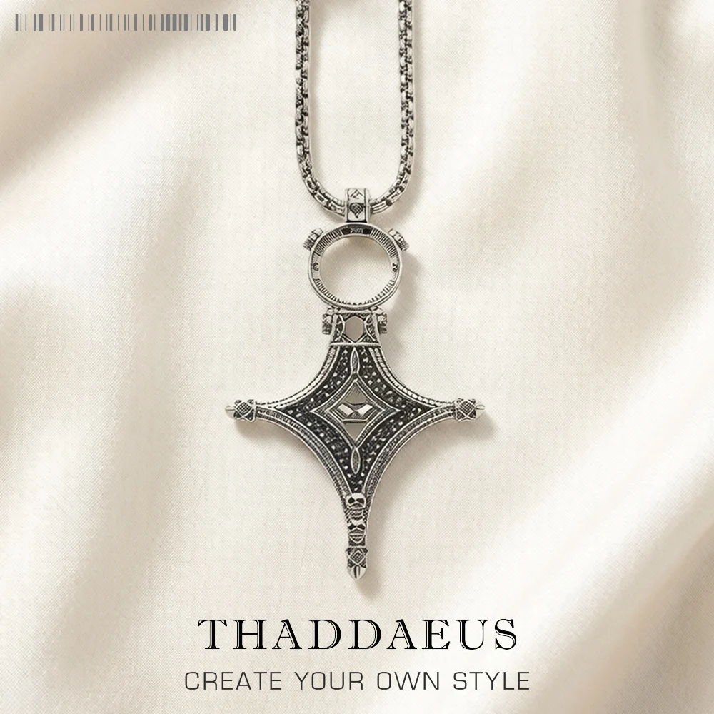 Ethno Cross Necklace Brand New Strand Fine Jewelry Europe Traditional Rebel 925 Sterling Silver Gift For Men Women