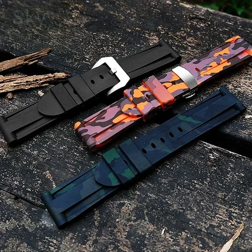 파네라이 디젤 해밀턴 방수 순색 실리콘 소프트 고무 스포츠 필터, 편안한 시계 밴드 도구 포함, 24mm 