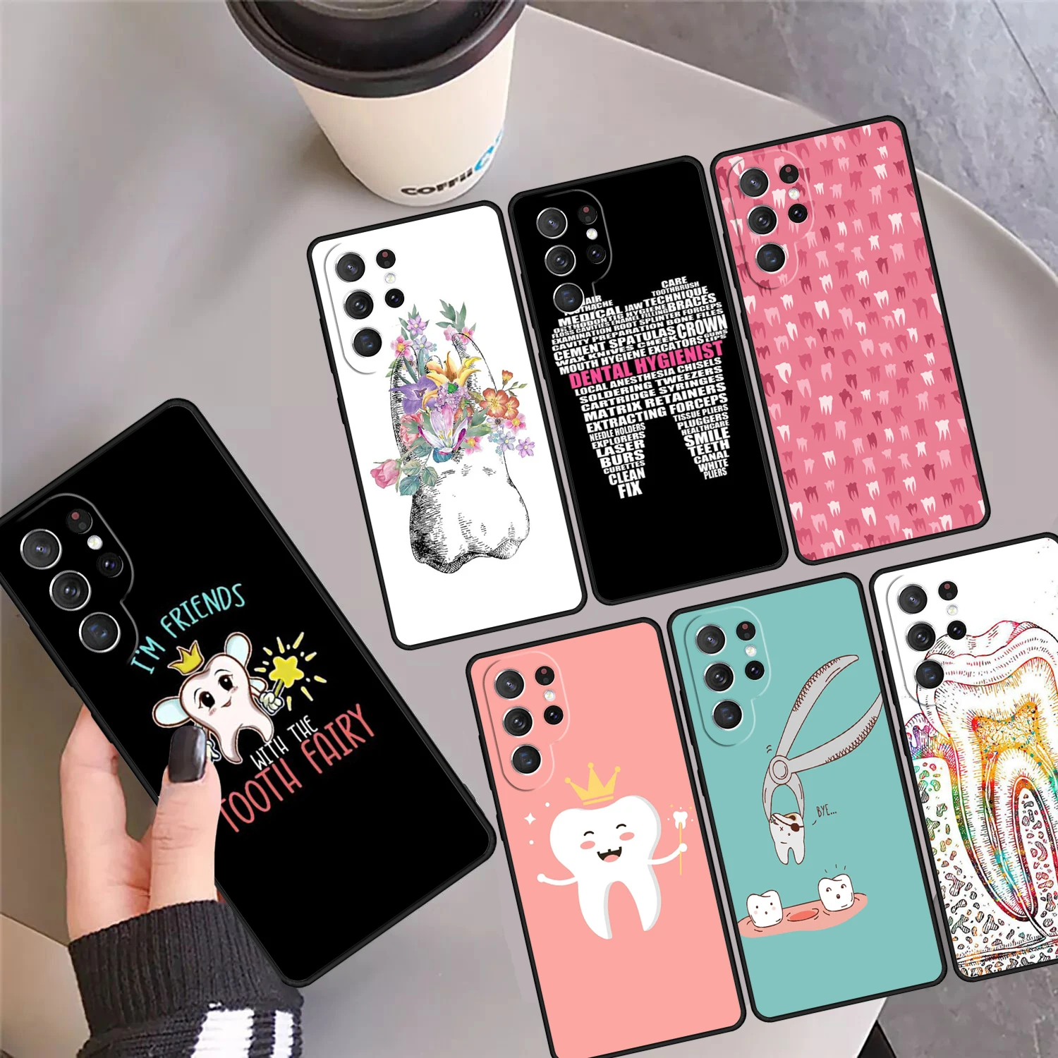 Dentist Dental Teeth Tooth Doctor Phone Case Cover For Samsung Galaxy S24 Ultra 23 S22 Plus S21 FE S20 S8 S9 S10 Note 10 Pro 20