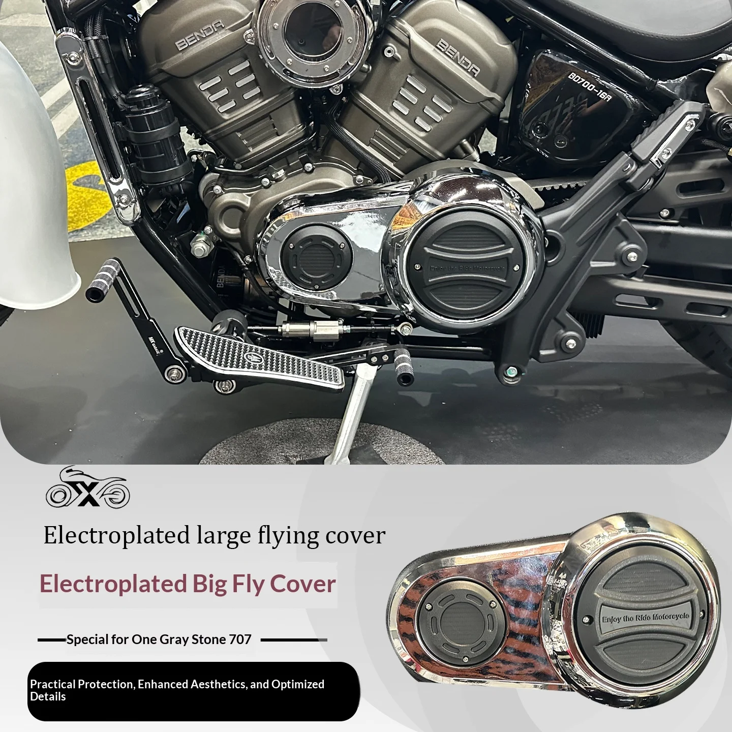 【Premium】For Greystone 707 Chinchilla 500/450 modified electroplated large flying cover decoration, anti-scald protection,