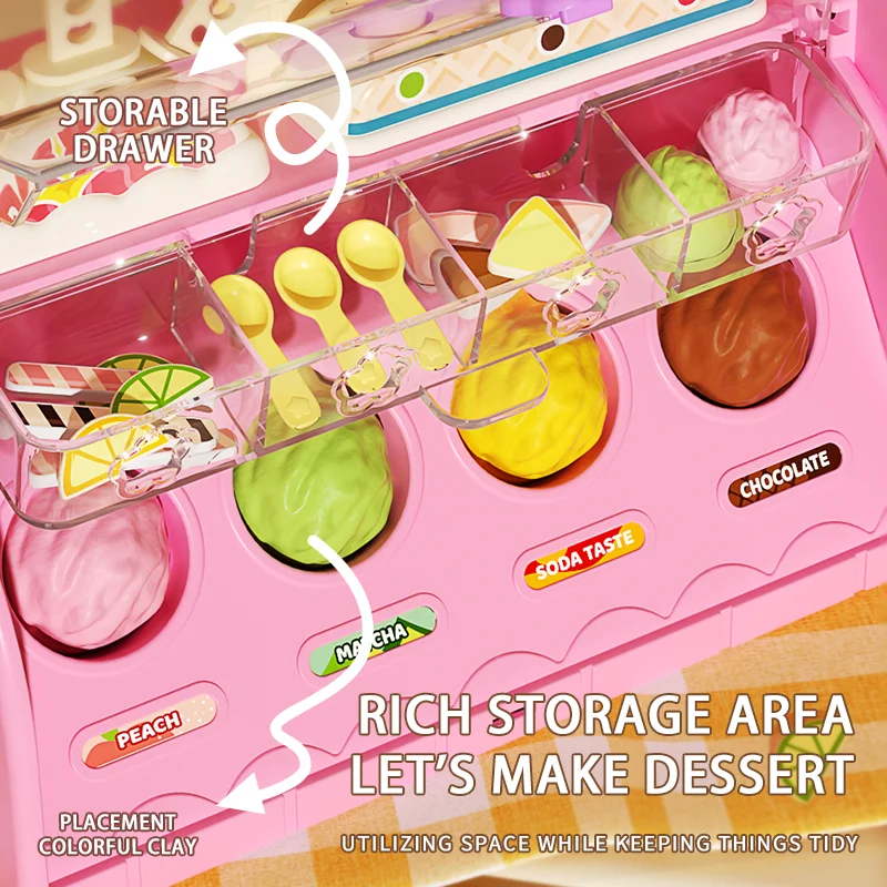 YIMI Kids Pretend Play Ice Cream Maker Pretend Play Kitchen Food Accessories Plasticine Toy Clay Ice Cream Shop Toys