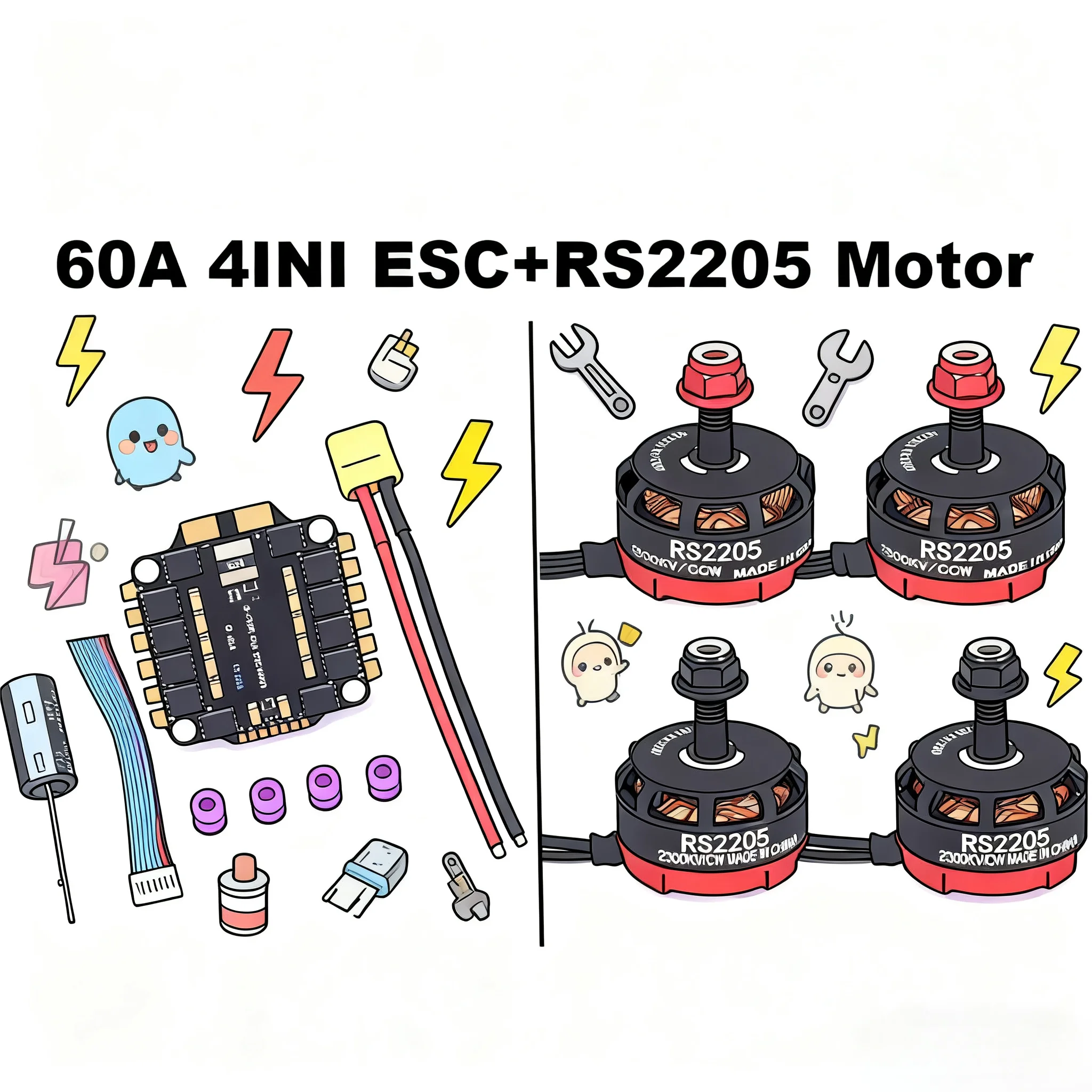 

HanNiu RS2205 2205 2300KV CW CCW Brushless Motor With LittleBee 20A BLHeli_S ESC for FPV RC QAV250 X210 Racing Drone Multicopter