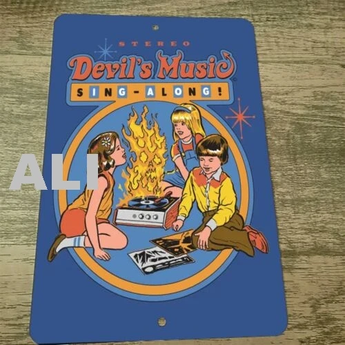 Devils Music Sing Along Stereo 8x12 Metal Wall Sign sign