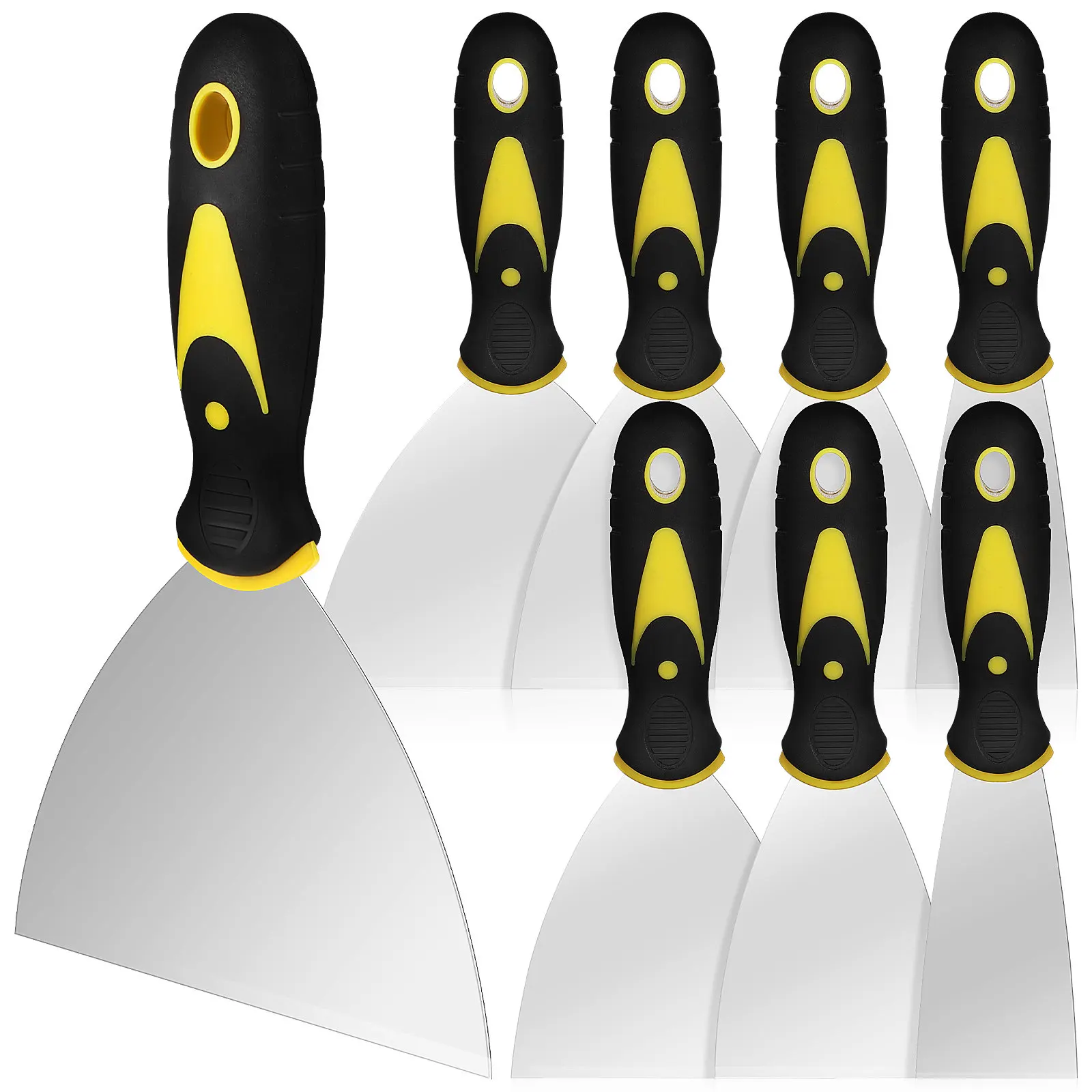8Pcs Patch Repair Spatula Set Stainless Steel Flexible Wall Surface Tools for Drywall Scraping Wallpaper Spreading