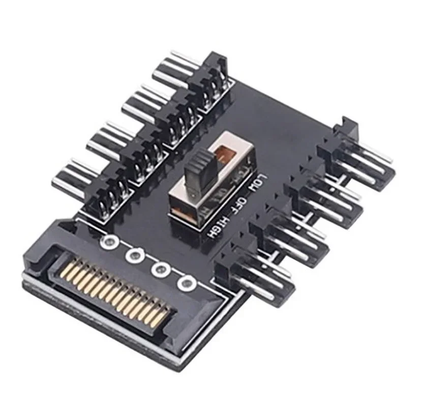 Ventilador Hub de 1 a 8 3 pines Pwm Sata Molex Splitter PC Cable de minería 12V Power supply Cooler Speed Controller 4pin/SATA adaptador