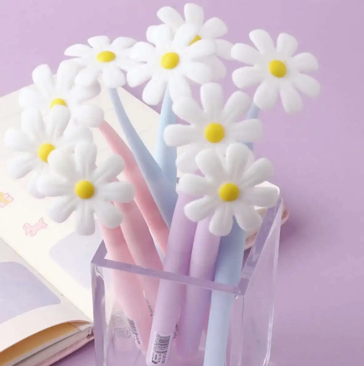 1-teiliger Lytwtw's süßer Kawaii kleiner Gänseblümchen-Stift für Büro, Schulbedarf, süßes Briefpapier, kreativ, hübsch, schön, weicher Gelstift – Detail 1
