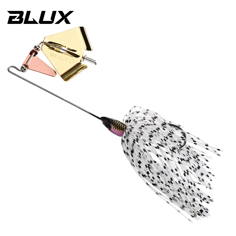 BLUX Buzz Beat Topwater SpinnerBait 14g Noisy Puppy Fishing Lure Buzzbait With Silicone Skirt Brass Cracker Prop Bait Gear