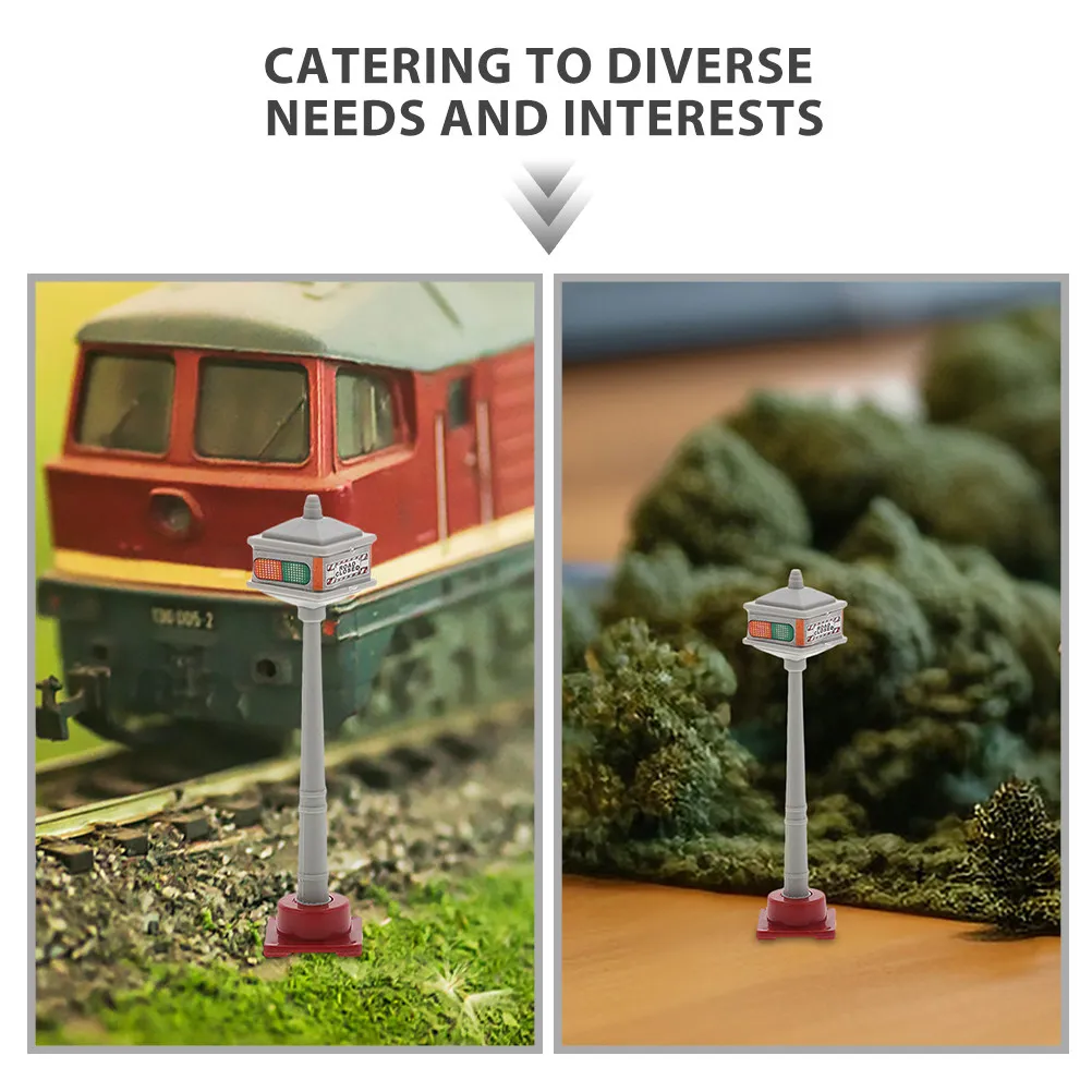 2Sets Traffic Sign Realistic Train Station Sand Table Accessories Railroad Crossing Signal Lights Miniature Traffic Signals