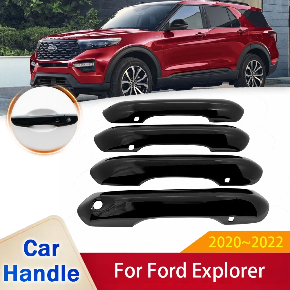 

for Ford Explorer MK6 U625 2020 2021 2022 Gloss Black Carbon Fiber Door Handle Cover Sticker Trim Car External Style Accessories