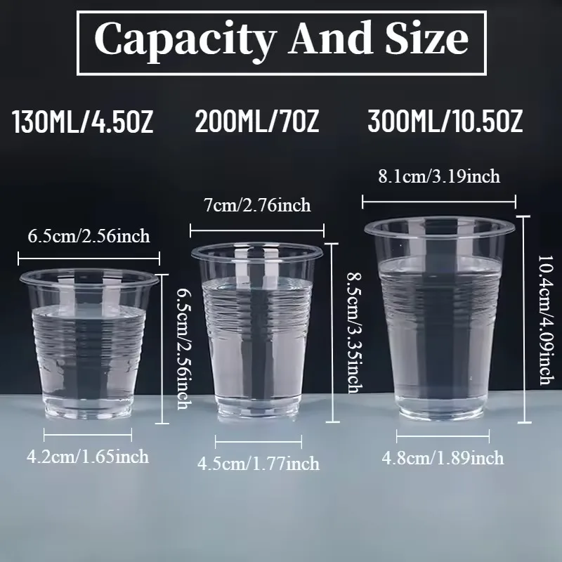 50/100PCS Disposable Transparent Plastic Cups Household Drinking Cups Fruit Juice Coffee Ice Crea Birthday Party Utensils