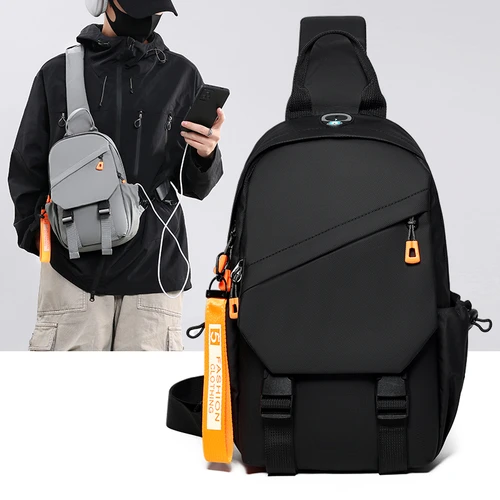 Bolso cruzado de nailon impermeable: mochila con eslinga para el pecho para hombre, bandolera de hombro compacta, paquete de viaje y senderismo al aire libre