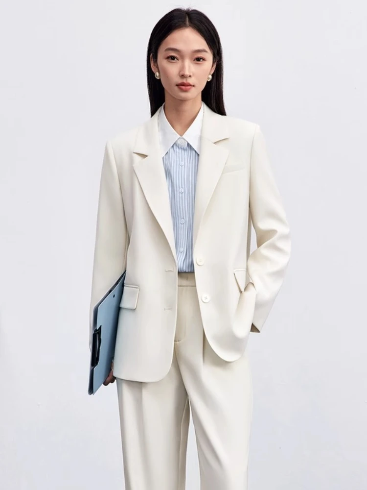 SENTUBILA Women's Straight Pant Suits 2025 Autumn New Arrival Solid Suits Single-Breasted Two-Button Two-Piece Set 153ZE8813Z