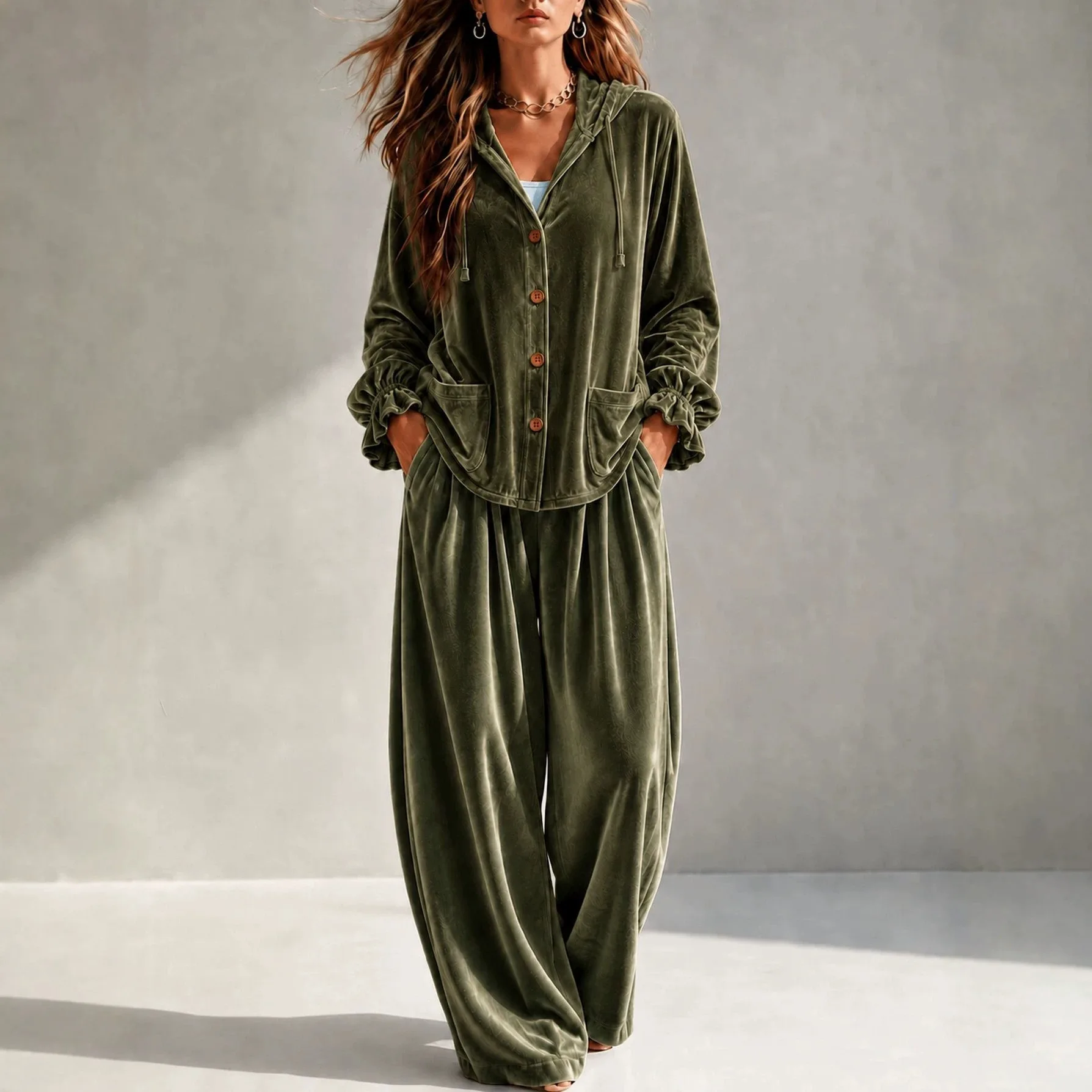 Anno's Own Design 2026 Women's Fashion Random Velvet Cardigan. With Pockets Loose Fit Set Evening Dresses Outfits Y2k、 Clothes