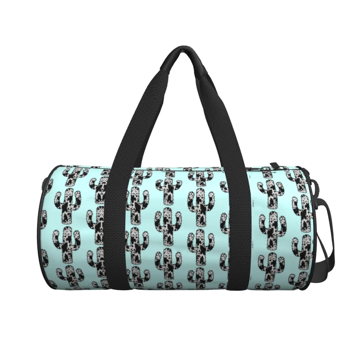 

Travel Bag Cow Print Cactus Gym Bag Cowprint Plant Sports Bags Large Swimming Handbag Vintage Fitness Bag For Men Women