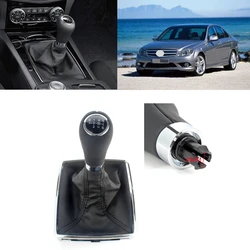 6 Speed Gear Shift Knob With PU Leather Boot  With 8MM Hole For Mercedes Benz W204 2008 2009 2010 2011 2012 2013 2014