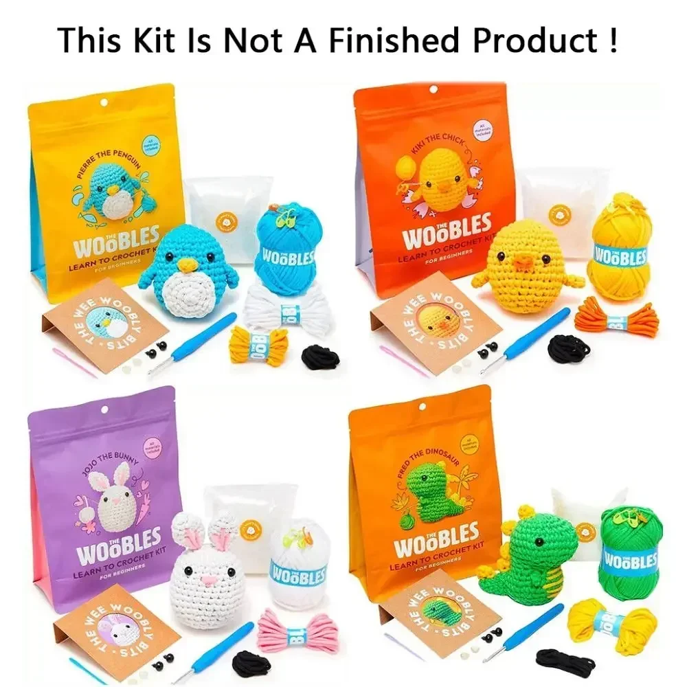 Kit de crochê para iniciantes com ganchos de crochê Conjunto de fios DIY Kits de animais de pelúcia de crochê