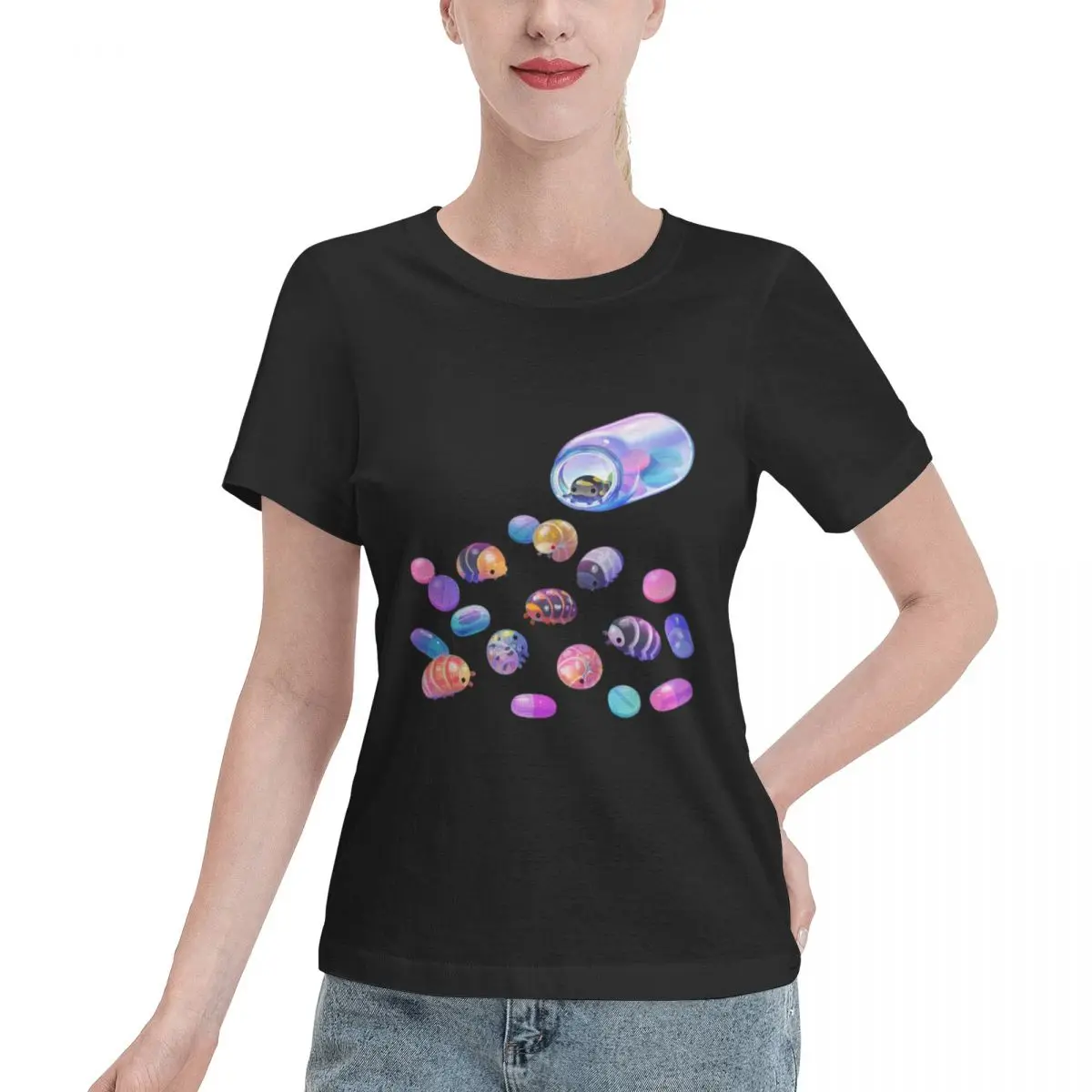 No Fade Pill Bugs Women's T-shirt Shopping College Girls Top