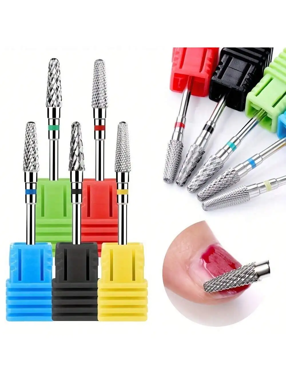 ดอกสว่านเล็บทรงกรวยทังสเตนคาร์ไบด์ 1/5 ชิ้น - เครื่องมือกำจัดหนังกำพร้าความแม่นยำสูงสำหรับตะไบเล็บไฟฟ้าและการทำความสะอาดหนังกำพร้า