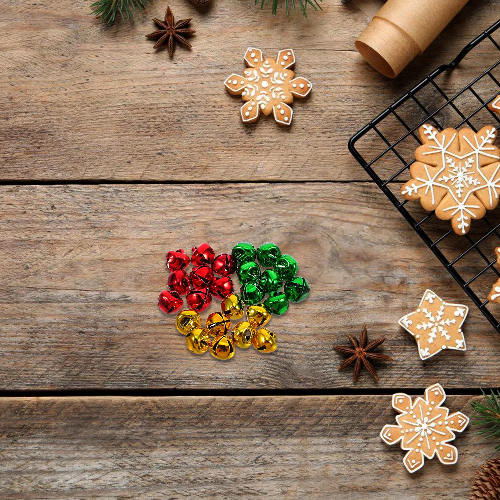 

24pcs Christmas Diy Craft Decoration Unique Metal For Xmas Tree Curtain Iron Bells Festive Holiday Decor Clear Sound Creative