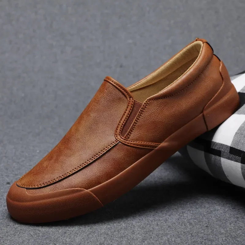 Sapatos de couro casual masculino, roupa formal, trabalho, dirigindo, versátil, esportivo, preto, de sola macia, verão