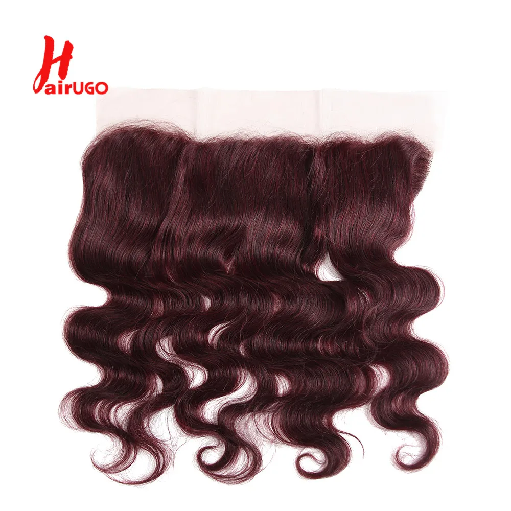 HairUGo Brazilian 99J Body Wave 13x4 Lace Front 100% Human Hair 130% Density Remy Hair Burgundy Lace Frontal With Baby Hair