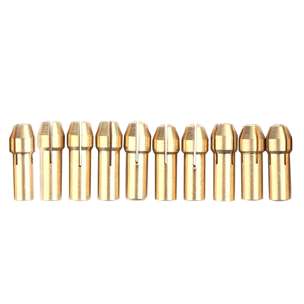 Mini Latão Collet Chuck para Dremel Rotary Tool, Acessórios de Moagem Elétrica, Caneta De Gravura, Núcleo De Cobre, Elétrico, Acessórios, 3.2mm-0.5mm, 50 Pcs, 10 Pcs