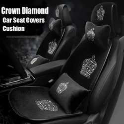 Universal Crystal Crown Diamond Car Seat Covers Cushion Decoration Rhinestone Auto Interior Accessories For Women Ladies Gifts