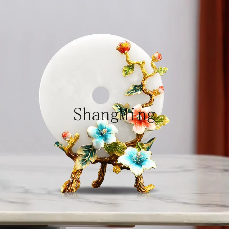 FG new Chinese enamel color high-end ornament living room entrance TV cabinet jewelry high-end safety buckle jade