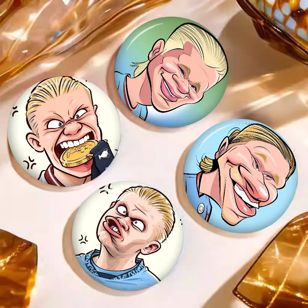 Cute Funny E-Erling H-Haaland Tinplate Pin Button Custom Anime Role Old-school Brooch Cartoon Collar Badge Jewelry Gift Fans