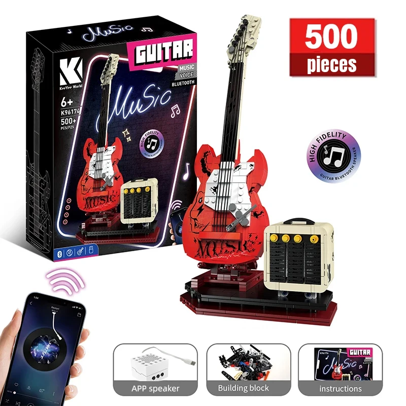 

Audio Artist Guitar Building Blocks Music Playback APP Control DIY Assembly Bricks Model Blocks Kids Toys Christmas Girl Gifts