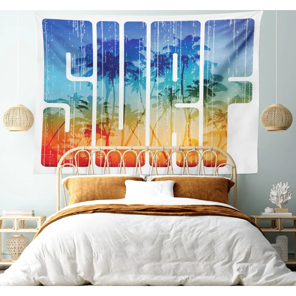 Surf Tapestry Summer Seacoast Palm Tree Wall Hanging Extreme Sports Tapestries for Bedroom Living Room Dorm Party Wall Decor