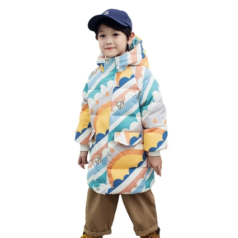 New Little Yellow Duck Baby Cartoon Down Jacket with Three Defenses for Small and Medium Sized Men and Women, Thickened Winter C