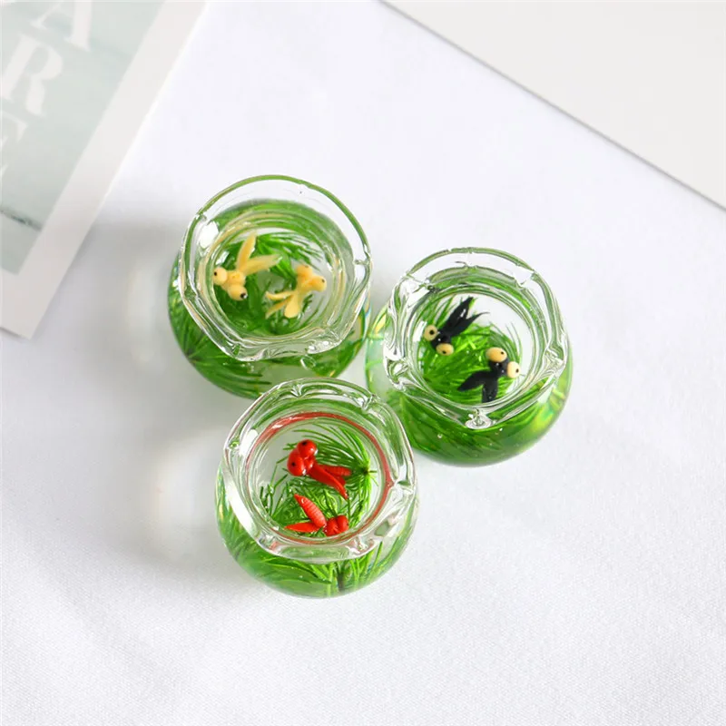 

1PCS Dollhouse Miniature Decor Mini Glass Fish Tank Bowl Model For Barbie Blyth Bjd OB11 Dolls House Accessories Kids Toys Gift