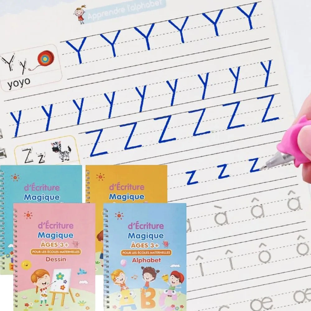 Buku Salin Perancis Montessori tenggelam buku ajaib kaligrafi dapat digunakan kembali Notebook anak-anak untuk kaligrafi hadiah menulis tulisan tangan