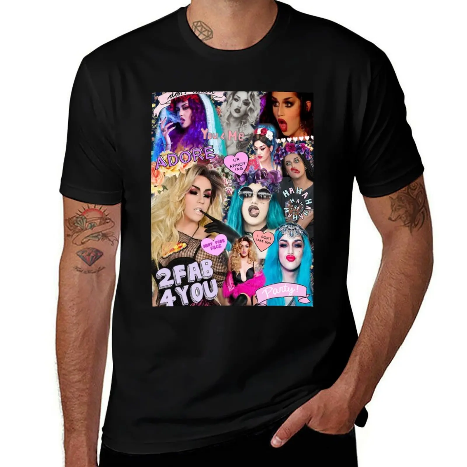 Adore Delano Collage T-Shirt Comfortable Basic Crew Neck Tee T-Shirt