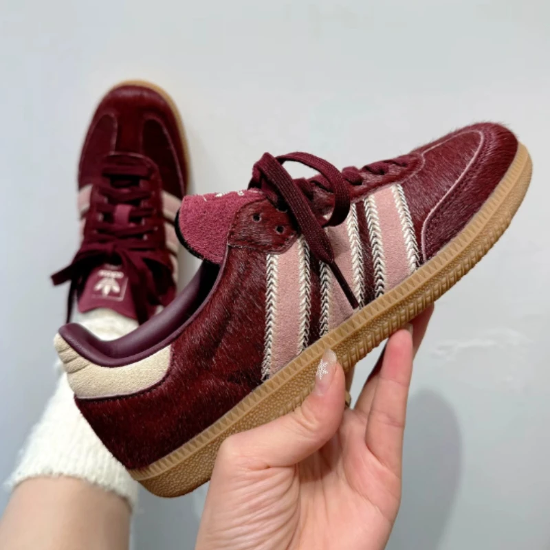 Adidas Originals Samba OG Pony Hair Pack Maroon Women French Style Casual Low Top German Training JP5330