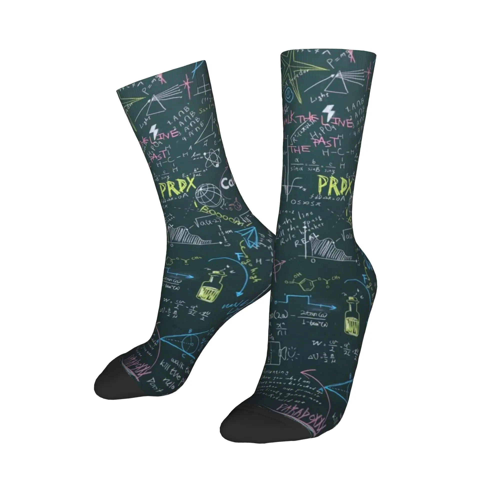 Blackboard Math Green Sketch Stockings  Graphic Gothic Socks Autumn Anti Skid Socks Couple Running Sports Comfortable Socks