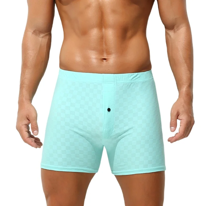 Men's Checkered Pattern Boxers Breathable Mid-rise Underwear Quick-Dry Athletic Boxers Running & Workout Anti-Chafing Underpants