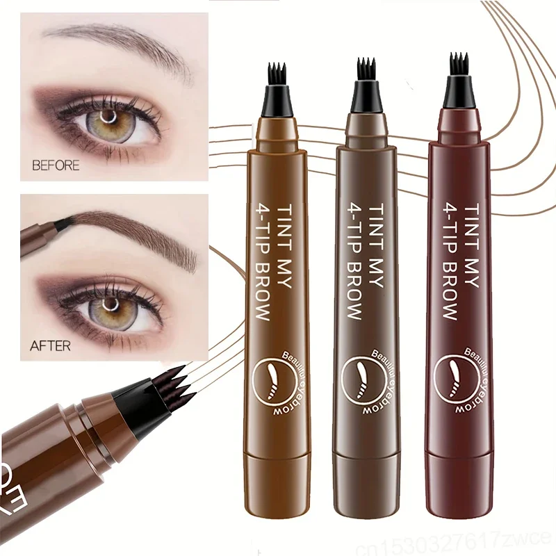 Lápis de sobrancelha líquido impermeável Microblade Brow Maquiagem Pen, Long Lasting Cosmetic, 4 Ponto