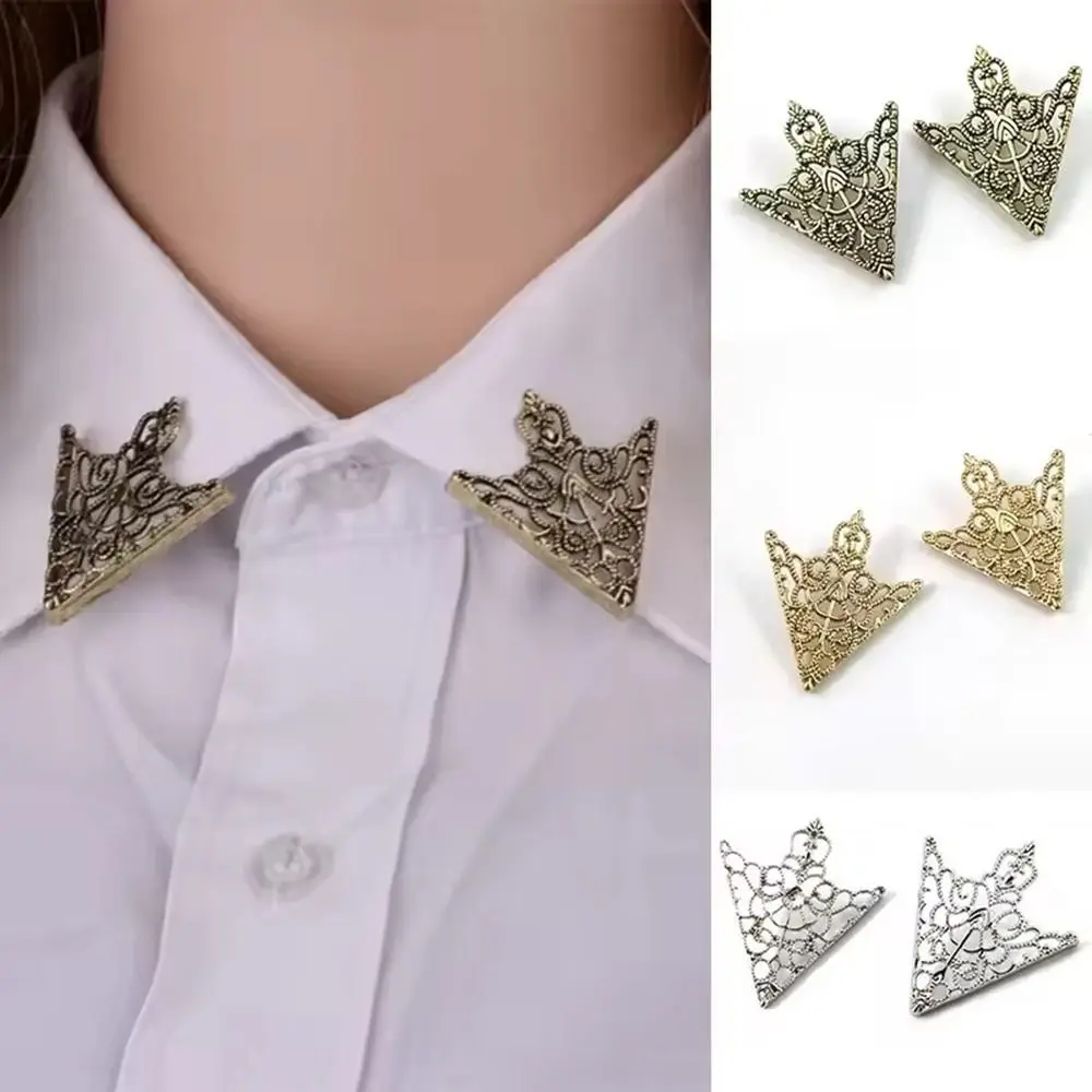 Vintage Triangle Shirt Collar Pin Tide Exquisite Hollowed Out Clothes Decorative Pin Decorated Hollow Out Metal Brooch
