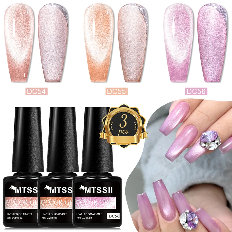 3pcs Shiny Cat Magnetic Gel Nail Polish Set Glitter Effect Pink Brown Semi Permanent Soak Off UV LED Gel Varnish Nail Supplies